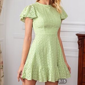 Green Ruffle Mini Dress